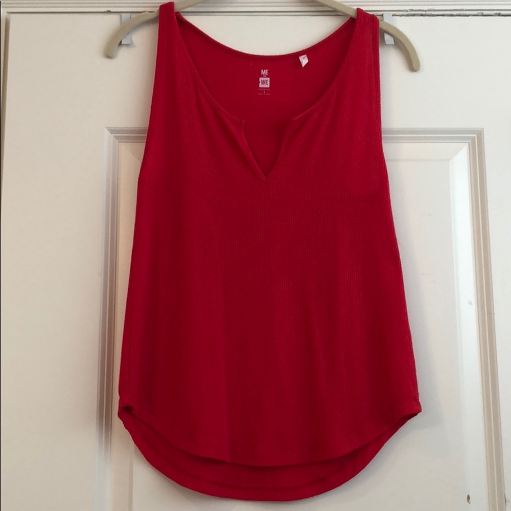 Red ribbed tank top